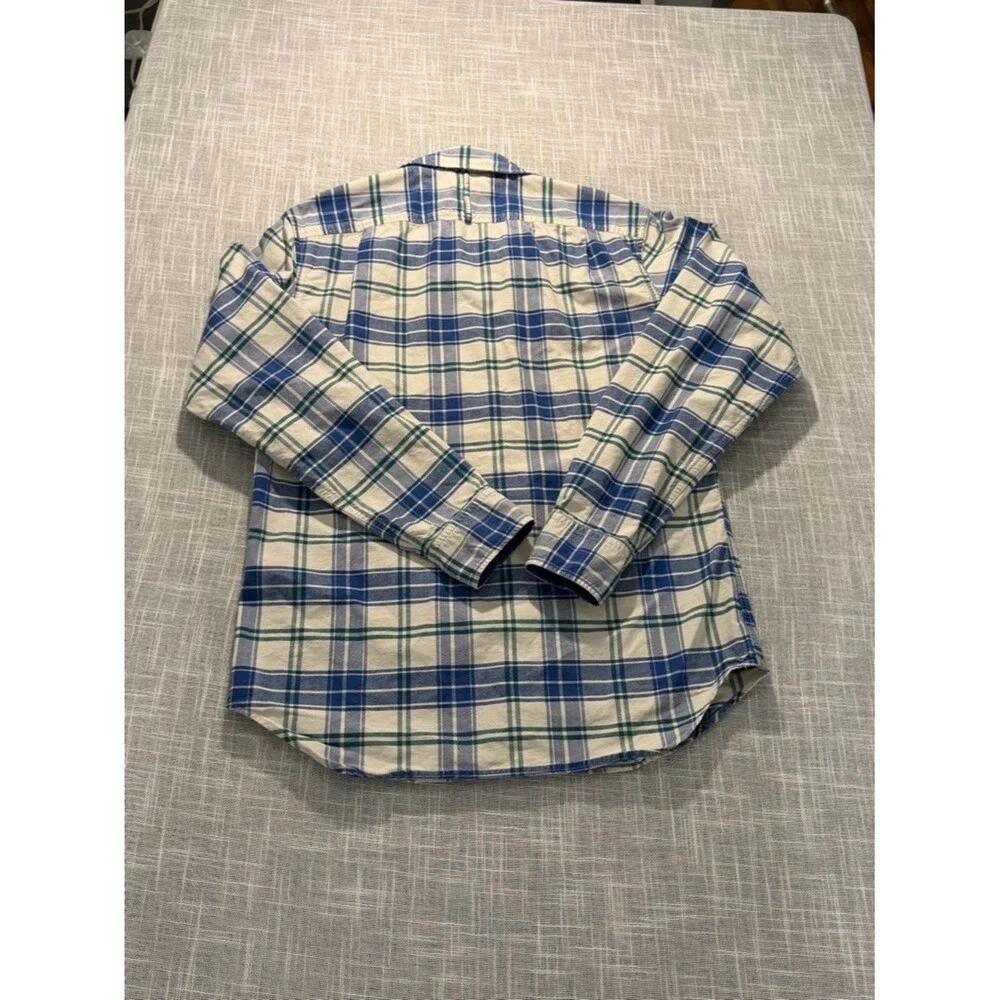 Banana Republic Plaid Button Down Shirt Blue Green Slim Fit Small
